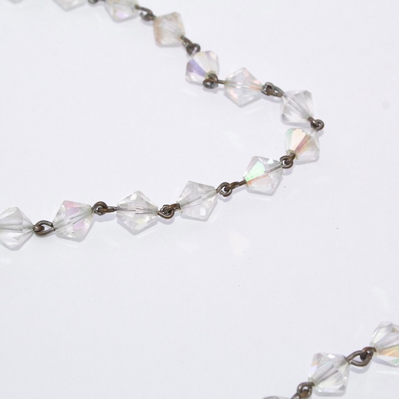 Vintage Aurora Borealis Crystal Necklace Rosary Link Bead 25.5” Long - Picture 4 of 5